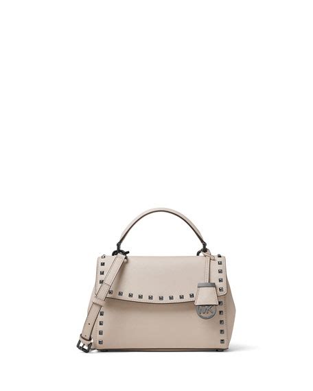 MICHAEL Michael Kors Ava Stud Small Satchel Bag, Cement